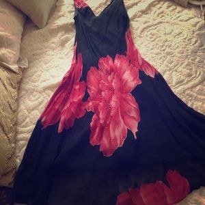 Bella Blue Sleeves Dress Black and Red